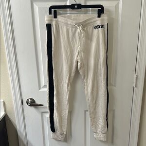Guess White Joggers with Black Stripes